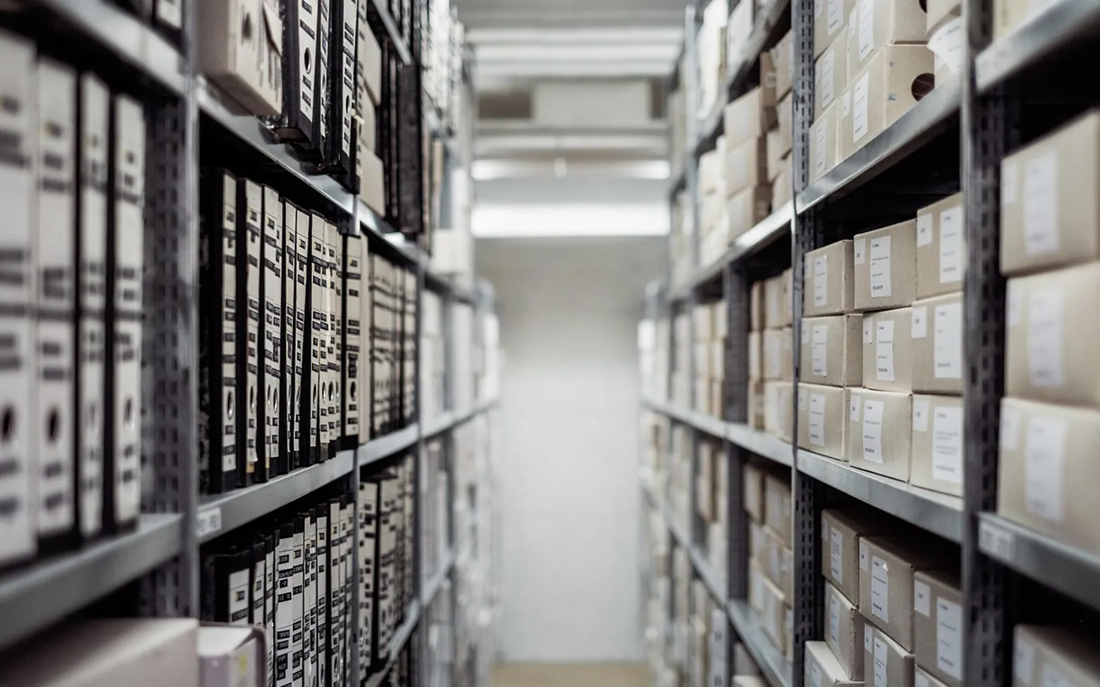 Archive, boxes and shelf