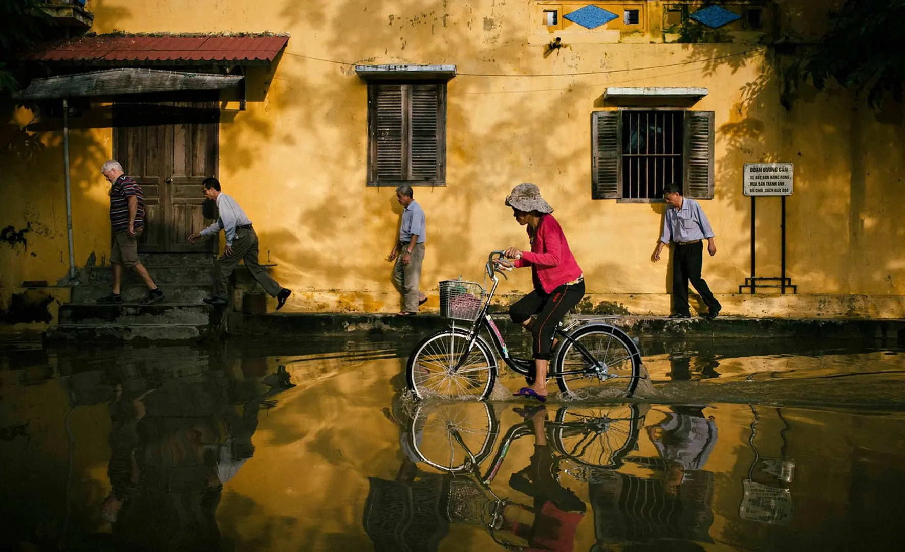 Biking, street and flood